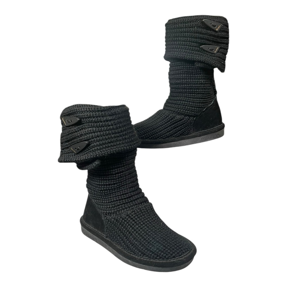 Women's Bearpaw Knit Tall Boot With Adjustable Height Black Size 5